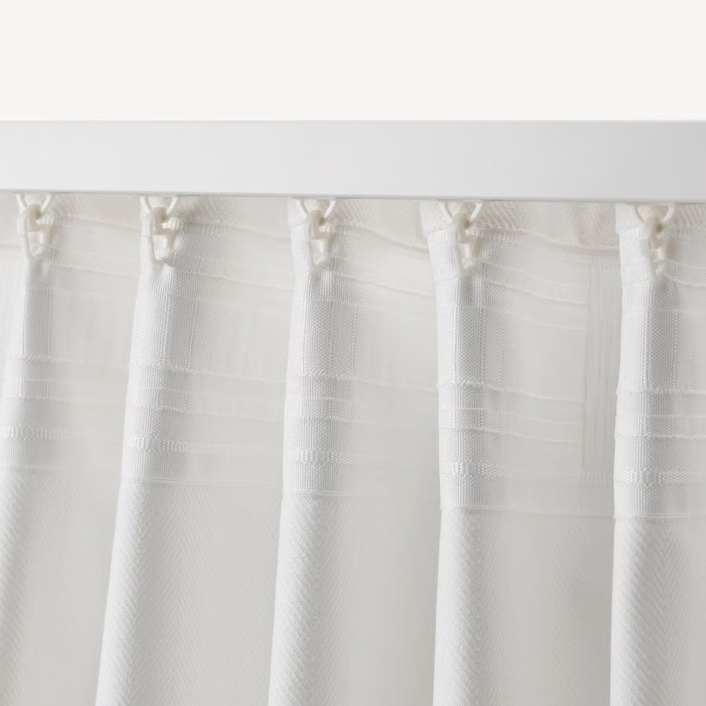 IKEA TIBAST White Curtains, 1 Pair, White With Heading Tape 57x98" - Picture 3 of 6